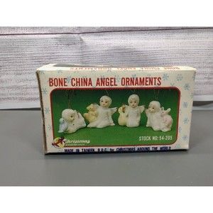 VINTAGE Christmas Around the World Bone China Angel Ornaments, Set of 4 #54-205
